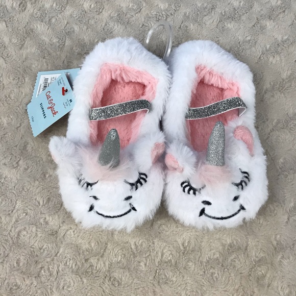 Cat & Jack Other - Cat & Jack Unicorn Slipper White Pink Silver